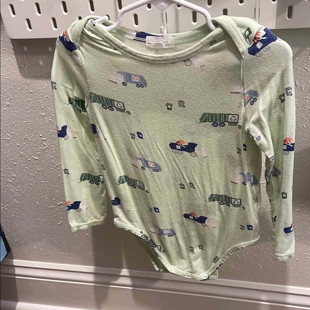 Angel Dear | Green Long Sleeve Shirt with Truck Print | 18-24 months